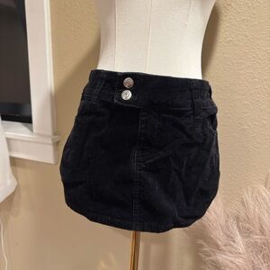 Black Corduroy Mini Skirt